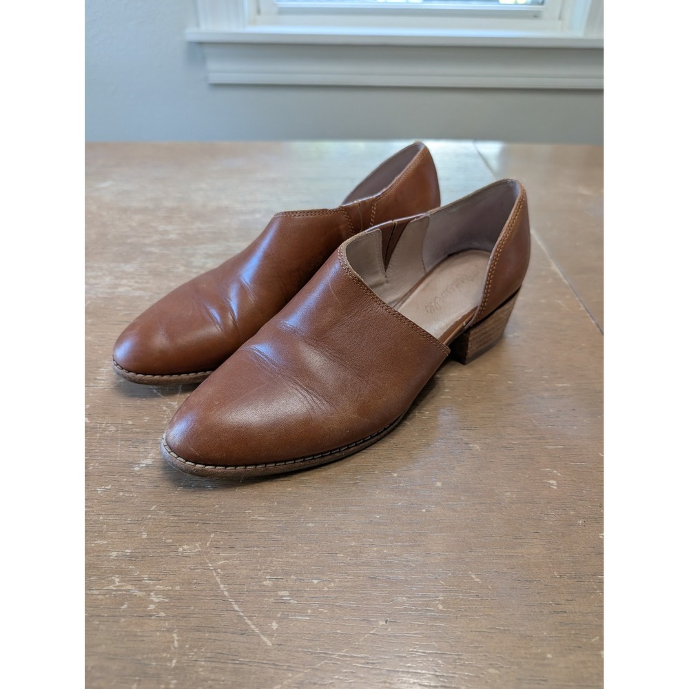 Madewell Lucie Loafer English Saddle Brown Leather Cutout Shoes size 7 office